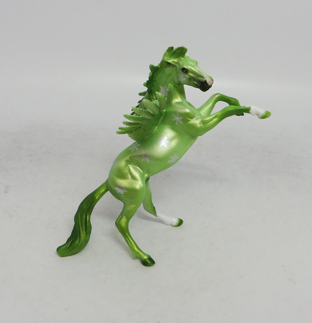 LIMA - OOAK LIME GREEN DECORATOR FEATHER WING SNOWFLAKE CHIP