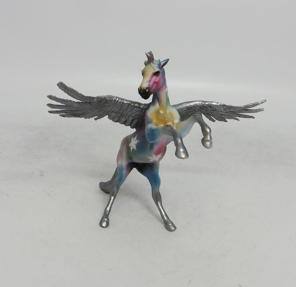 IRIDISCENTE - OOAK SILVER RAINBOW DECORATOR FEATHER WING SNOWFLAKE CHIP