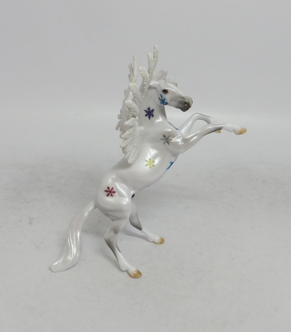 ZURI - OOAK WHITE RAINBOW DECORATOR FEATHER WING SNOWFLAKE CHIP