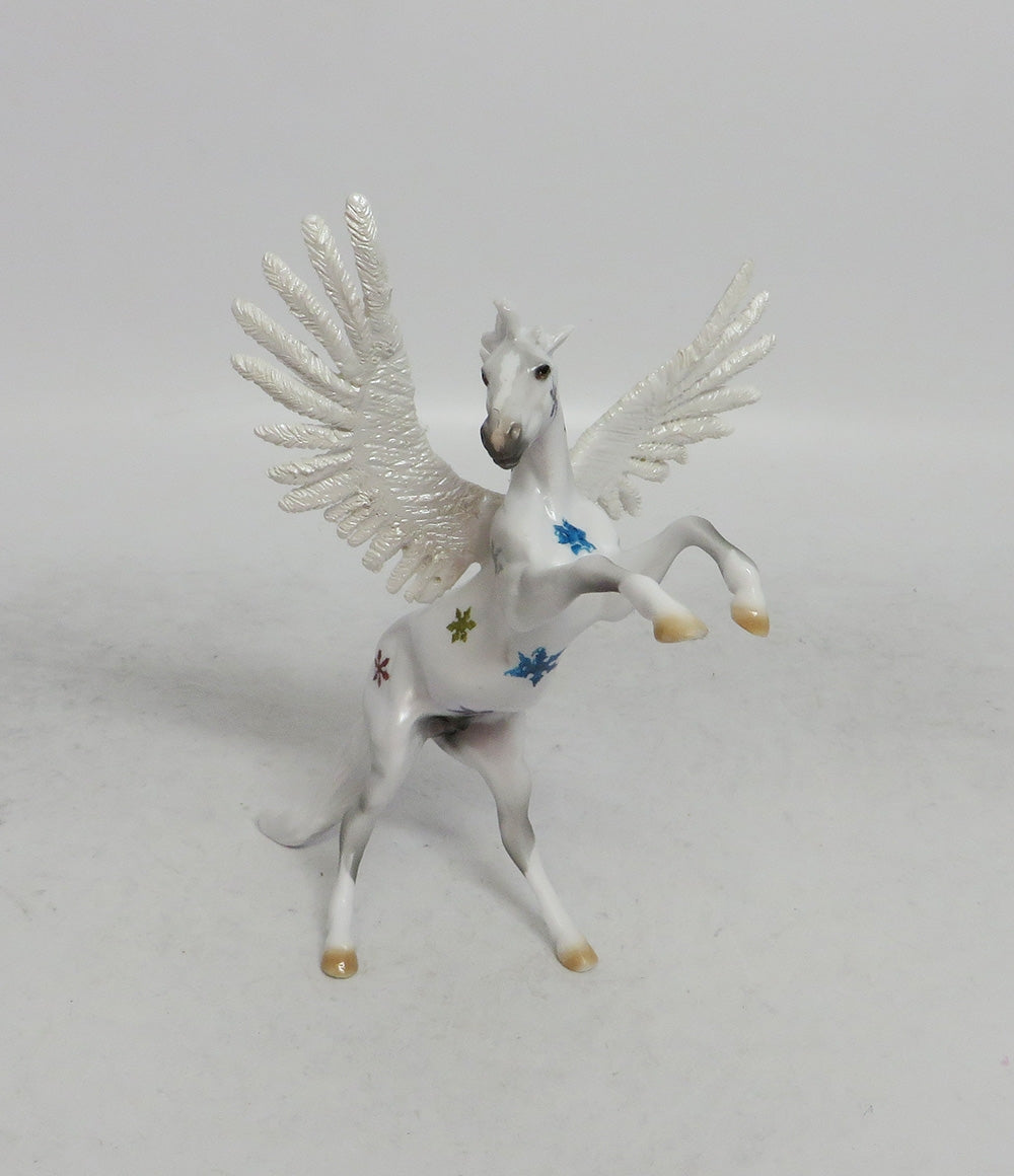 ZURI - OOAK WHITE RAINBOW DECORATOR FEATHER WING SNOWFLAKE CHIP