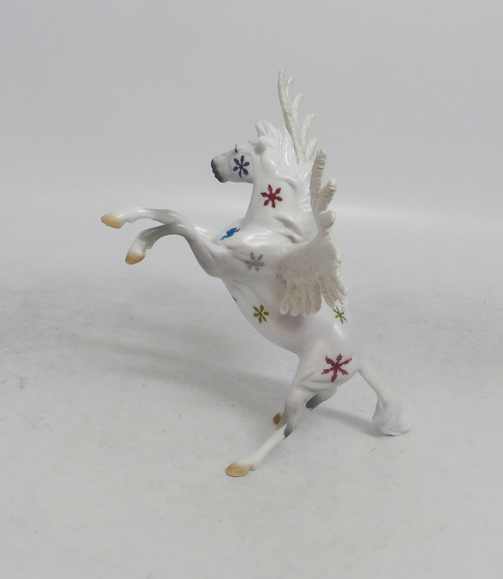 ZURI - OOAK WHITE RAINBOW DECORATOR FEATHER WING SNOWFLAKE CHIP