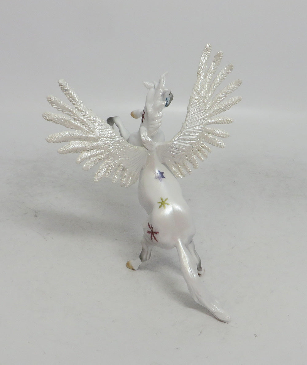 ZURI - OOAK WHITE RAINBOW DECORATOR FEATHER WING SNOWFLAKE CHIP