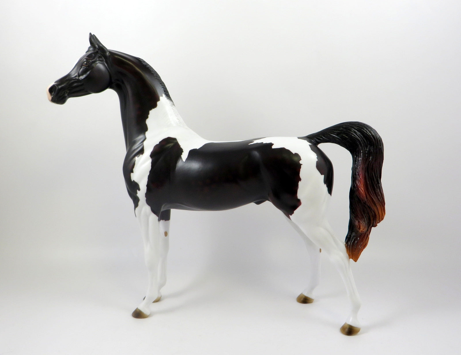 HOWLER-OOAK DAPPLE BLACK PAINT ARABIAN MODEL HORSE 7/23/19