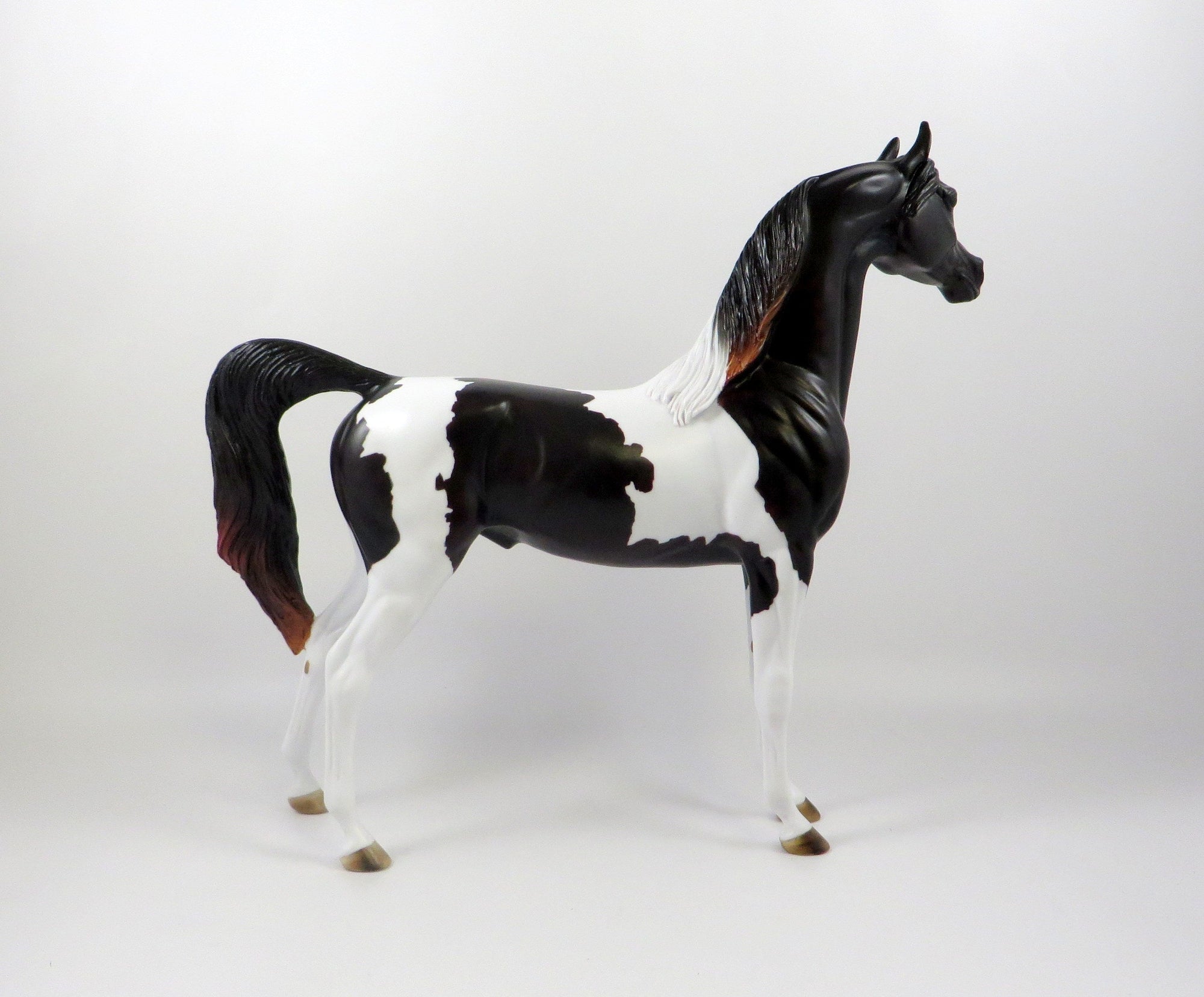 HOWLER-OOAK DAPPLE BLACK PAINT ARABIAN MODEL HORSE 7/23/19