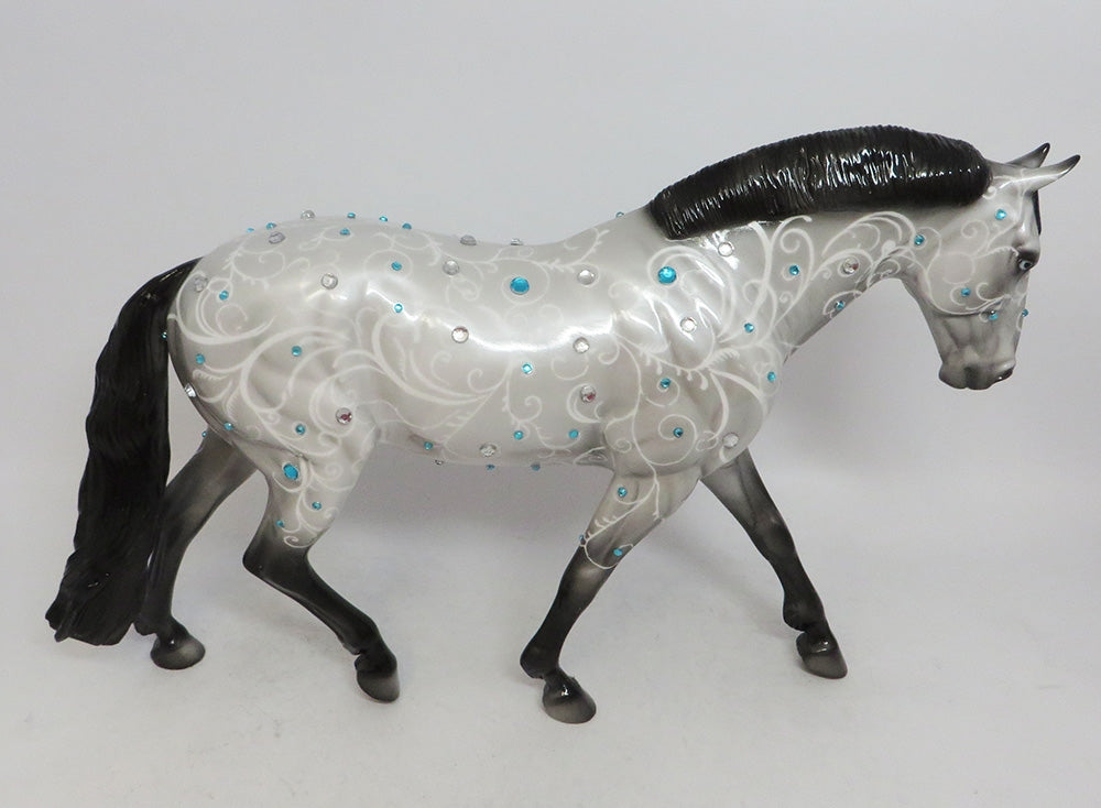 TURCHESE - OOAK SILVER SWIRL DECORATOR WITH CRYSTALS IRISH DRAFT