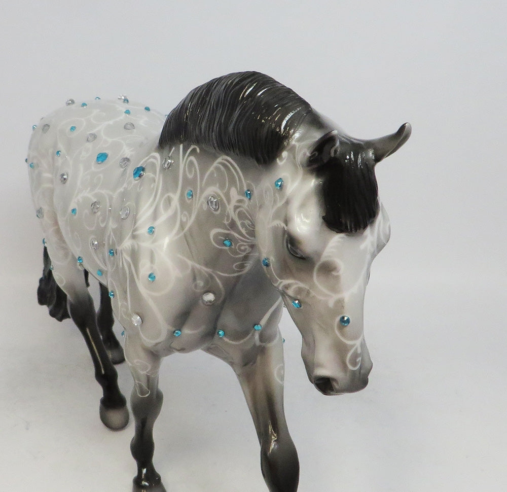 TURCHESE - OOAK SILVER SWIRL DECORATOR WITH CRYSTALS IRISH DRAFT