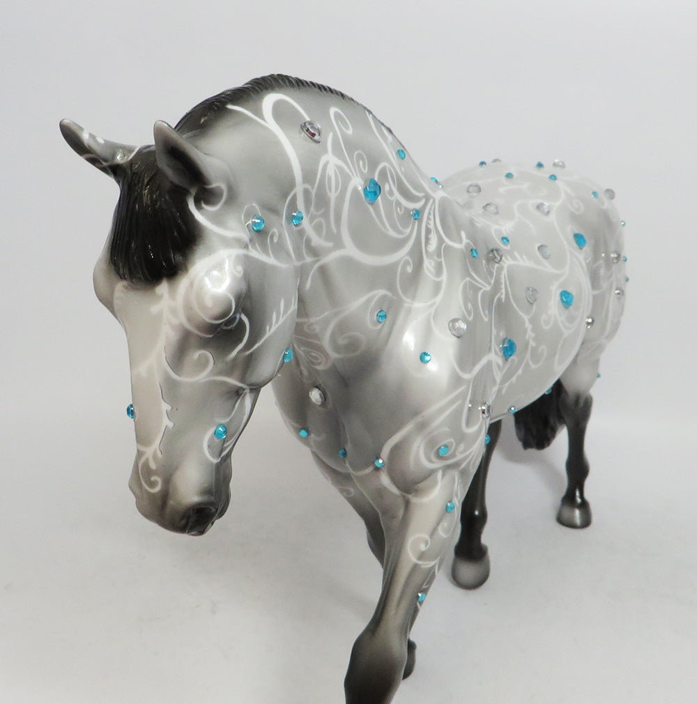 TURCHESE - OOAK SILVER SWIRL DECORATOR WITH CRYSTALS IRISH DRAFT