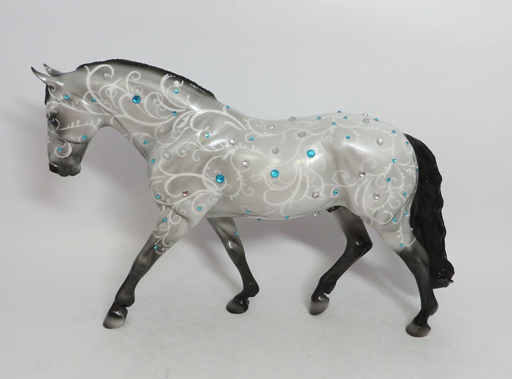 TURCHESE - OOAK SILVER SWIRL DECORATOR WITH CRYSTALS IRISH DRAFT