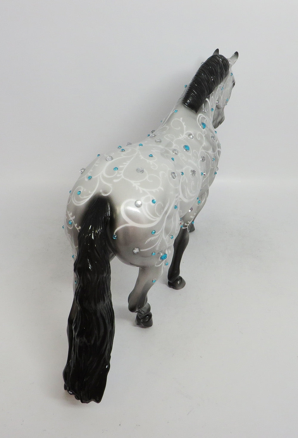 TURCHESE - OOAK SILVER SWIRL DECORATOR WITH CRYSTALS IRISH DRAFT