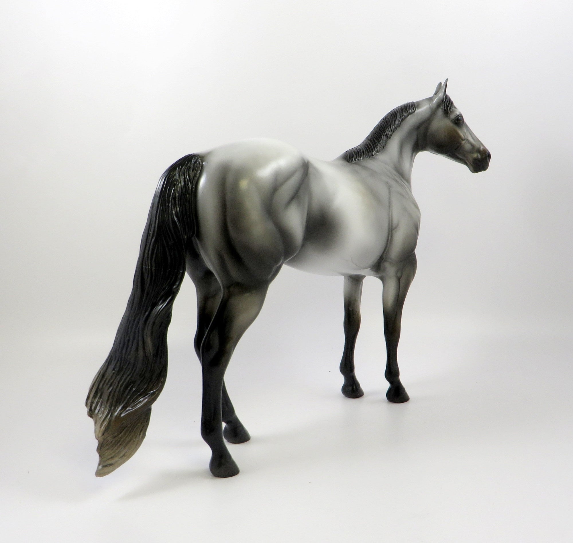 BAXTER-OOAK DARK DAPPLE GREY ISH MODEL HORSE 7/25/19