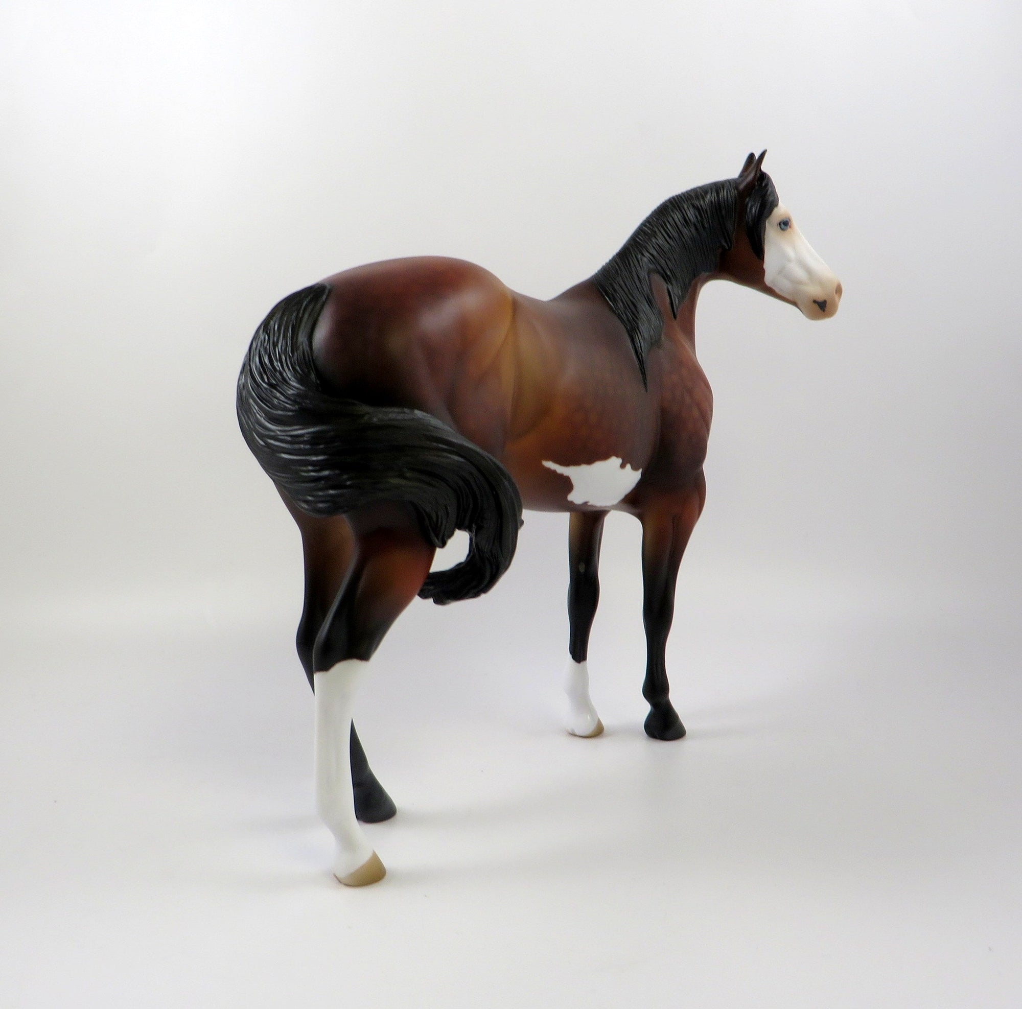 UP CLOSE &amp; PERSONAL-OOAK DAPPLE BAY PAINT ISH MODEL HORSE 7/26/19