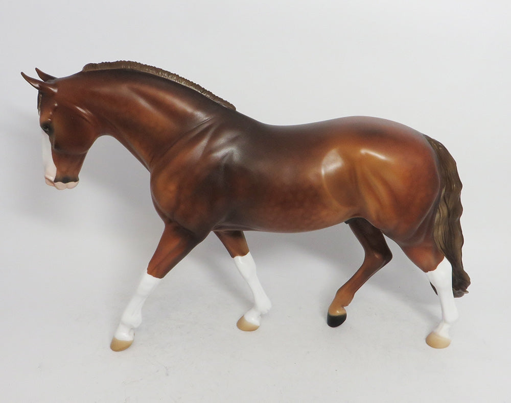 PEANUT BRITTLE-LE-15-DAPPLE CHESTNUT IRISH DRAFT CUSTOM MANE, FORELOCK AND TAIL WHS 2018