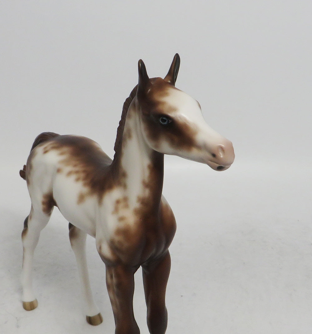 JUDY-OOAK CHESTNUT SABINO FOAL MODEL HORSE BY SHERYL LEISURE WHS 2018