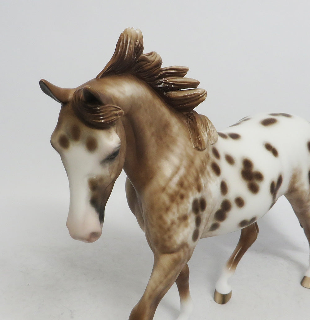 SCUT-OOAK CHESTNUT APPALOOSA PONY MODEL HORSE BY SHERYL LEISURE WHS 2018