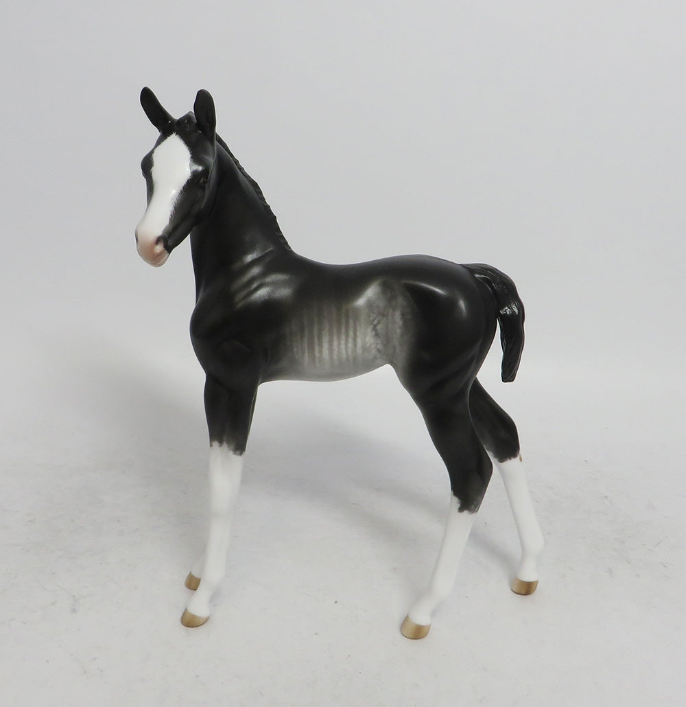 VIOLET-OOAK BLACK RABICANO FOAL MODEL HORSE BY SHERYL LEISURE WHS 2018