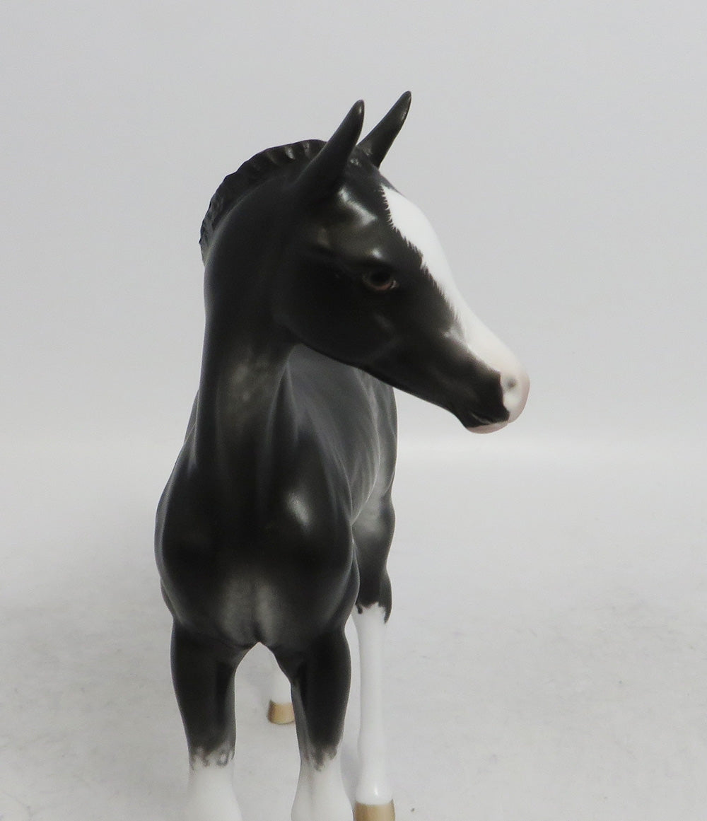 VIOLET-OOAK BLACK RABICANO FOAL MODEL HORSE BY SHERYL LEISURE WHS 2018