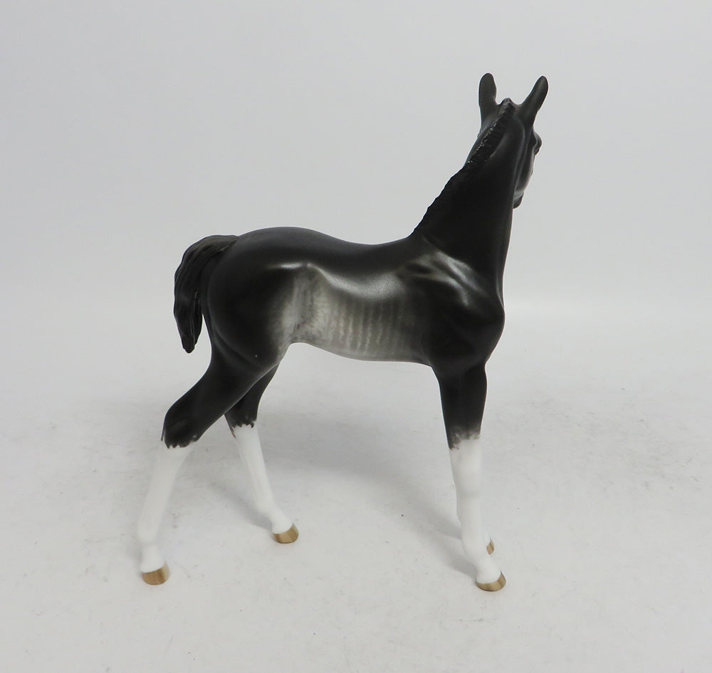 VIOLET-OOAK BLACK RABICANO FOAL MODEL HORSE BY SHERYL LEISURE WHS 2018