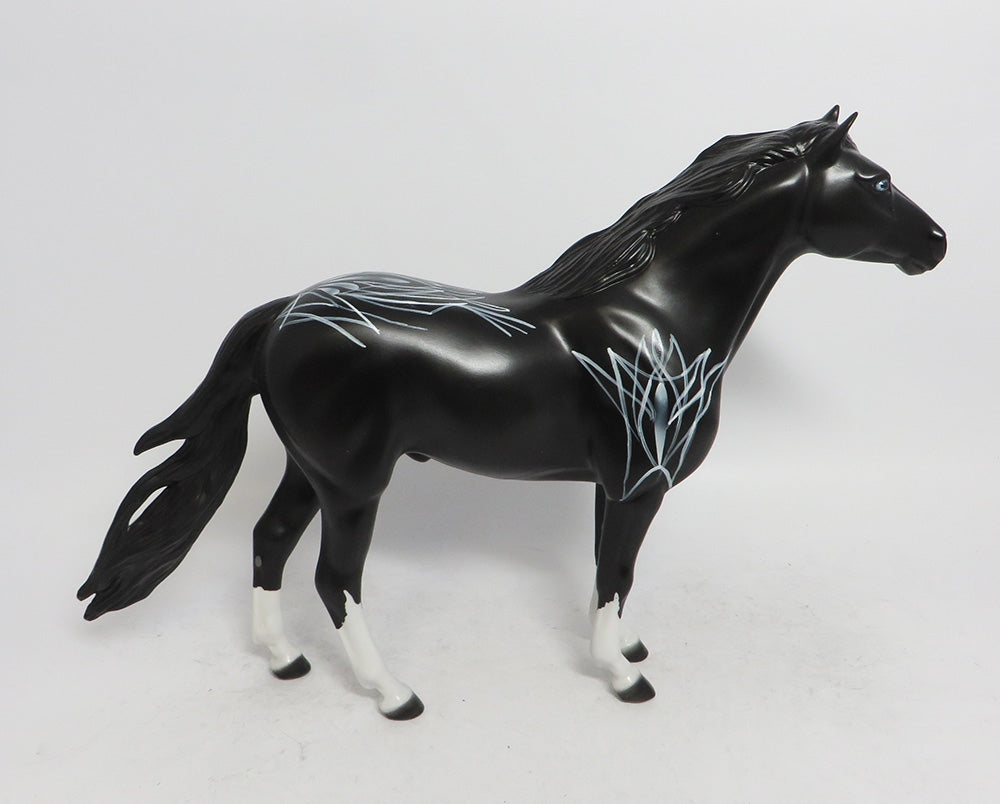 BLACK BLAZE- OOAK DECORATOR TRIBE MUSTANG MODEL HORSE