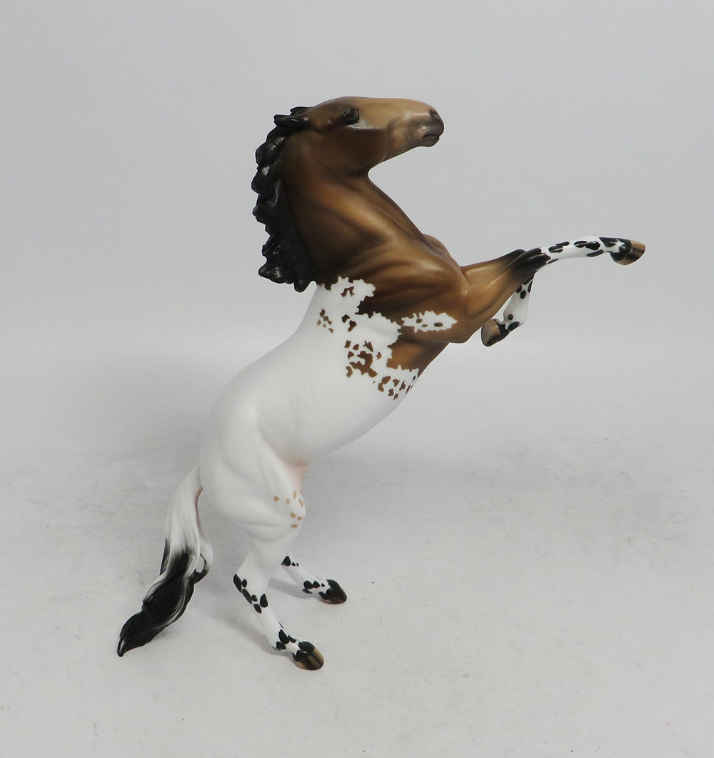 CHRISTMAS WISH-LE-4 REARING PEBBLES BUCKSKIN APPALOOSA BY JULIE KEIM WHS 2018