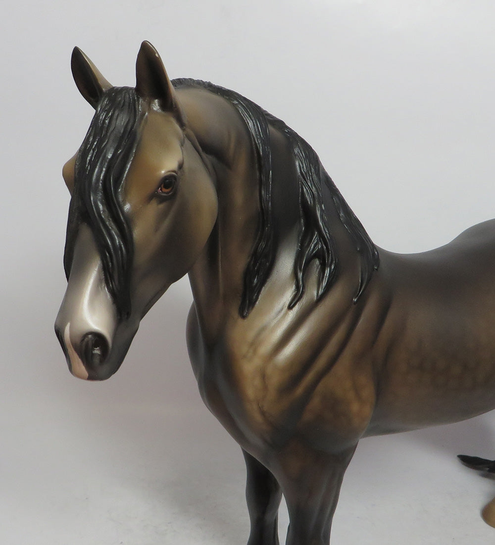 GOLIATH-OOAK SOOTY BUCKSKIN STANDING DRAFTER MODEL HORSE 12/21/18