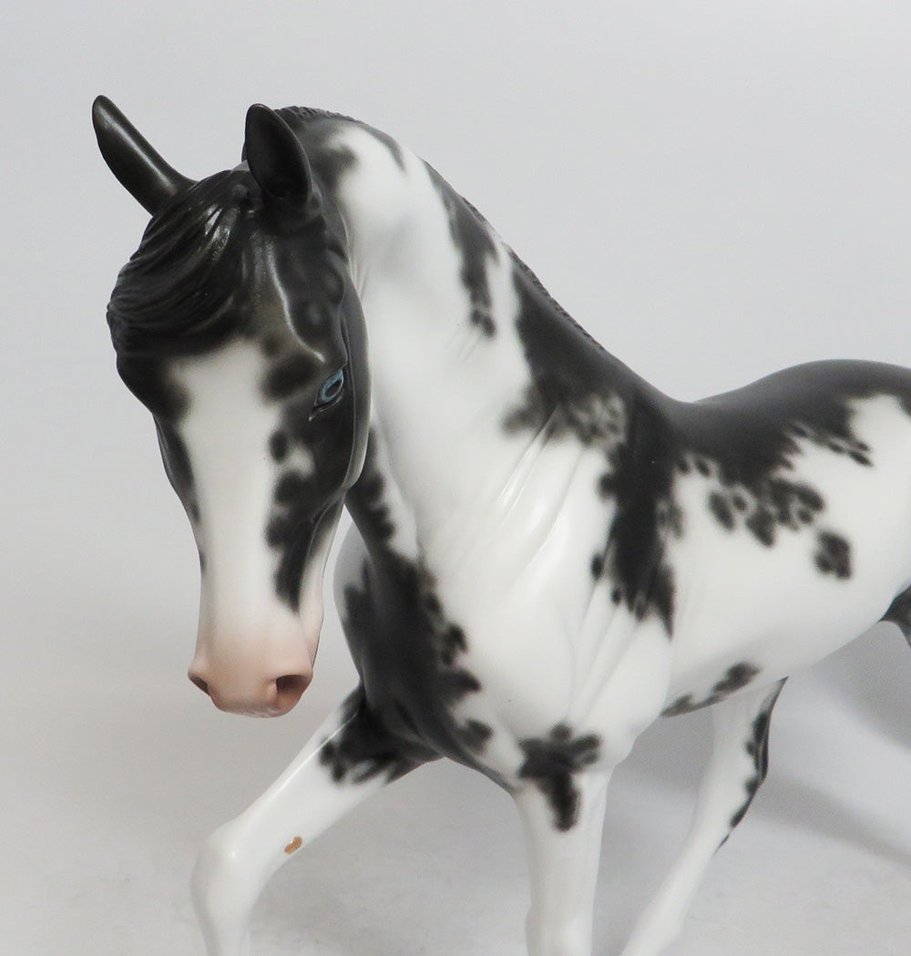 BLUE CHRISTMAS-OOAK BLACK SABINO TENNESSEE WALKER MODEL HORSE BY SHERYL LEISURE