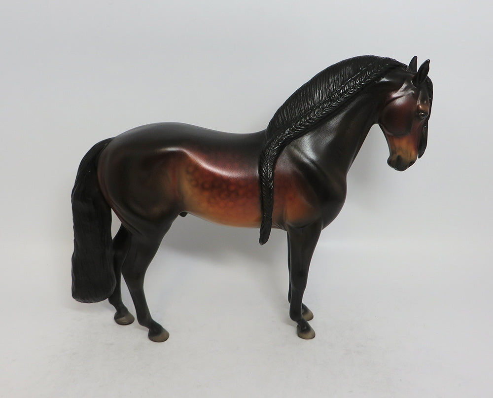 SUNDOWNER - OOAK DARK DAPPLE BAY ANDALUSIAN MODEL HORSE SHCF2018