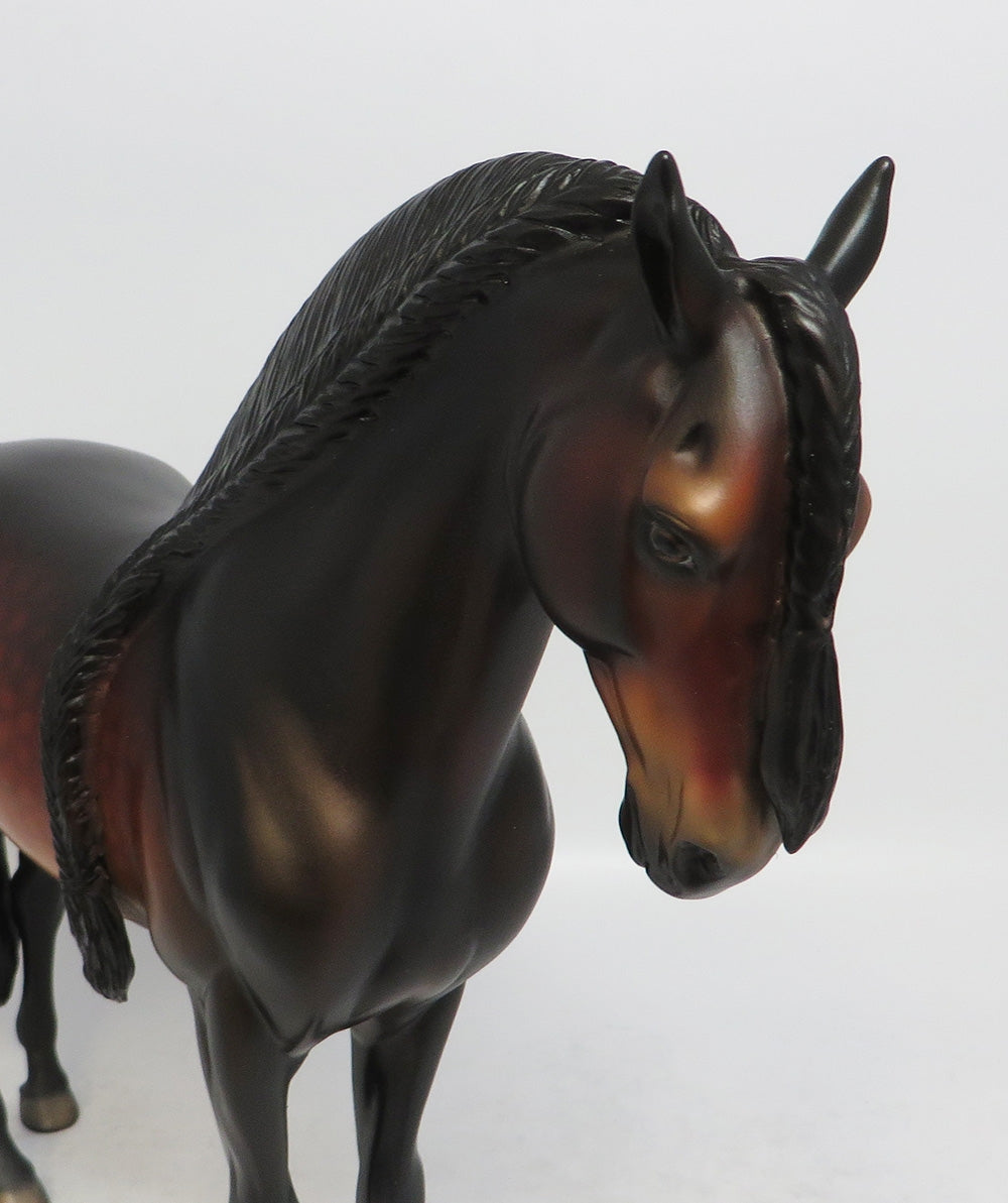 SUNDOWNER - OOAK DARK DAPPLE BAY ANDALUSIAN MODEL HORSE SHCF2018