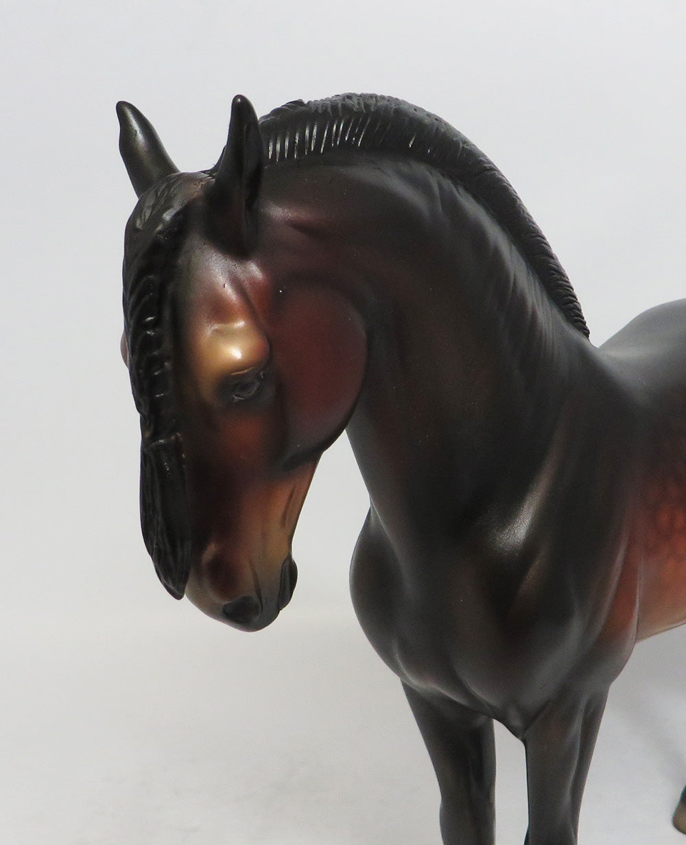 SUNDOWNER - OOAK DARK DAPPLE BAY ANDALUSIAN MODEL HORSE SHCF2018