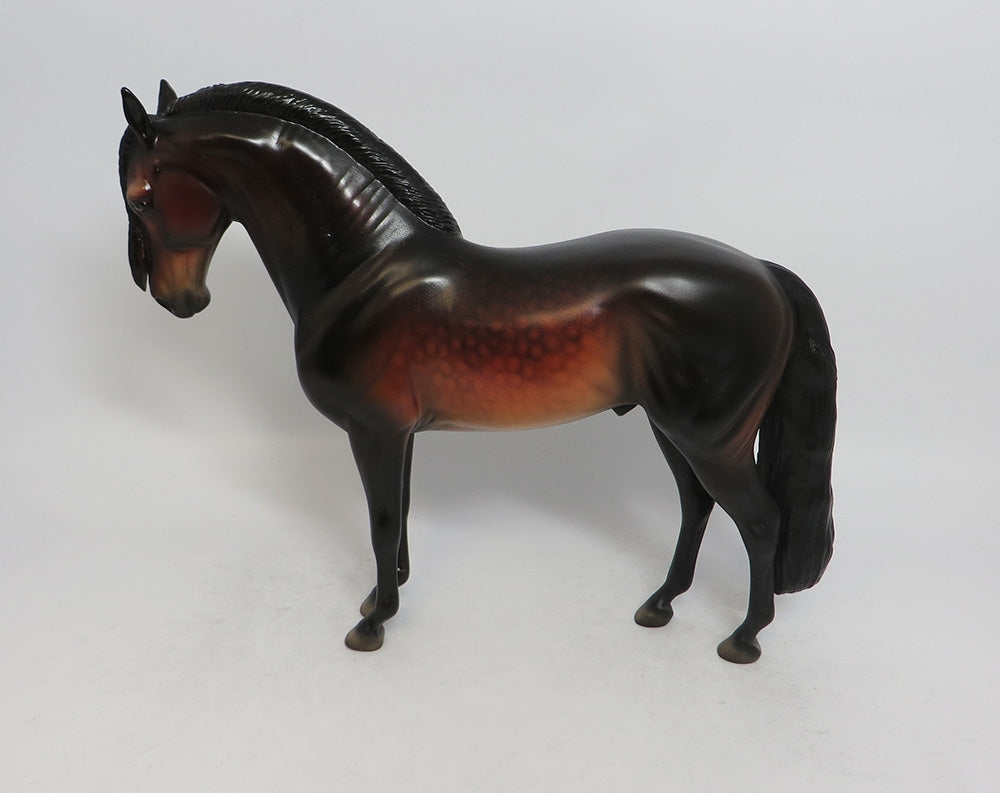 SUNDOWNER - OOAK DARK DAPPLE BAY ANDALUSIAN MODEL HORSE SHCF2018