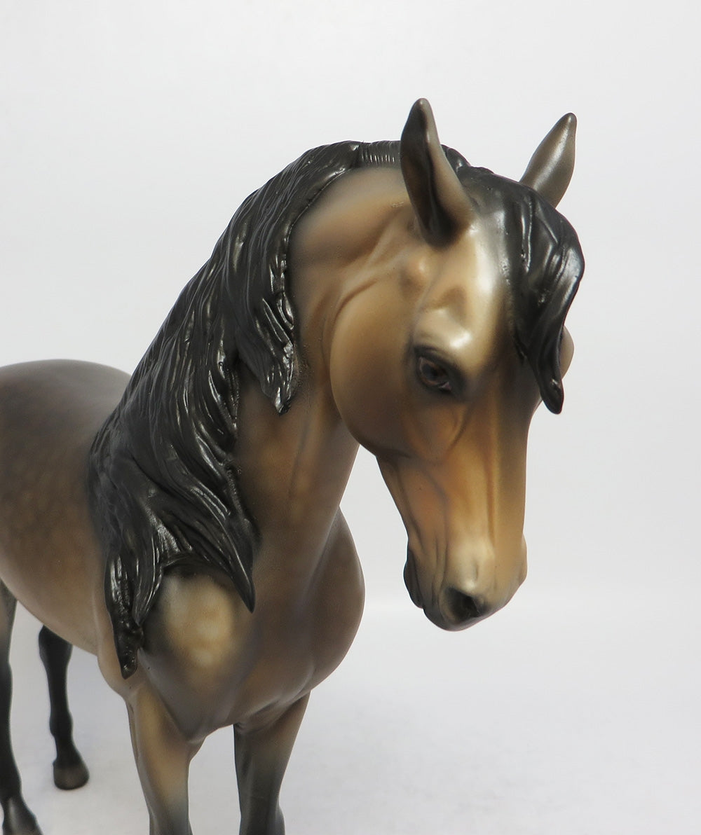 FIXIN&#39; TO - OOAK DAPPLE SOOTY BUCKSKIN ANDALUSIAN MODEL HORSE SHCF2018