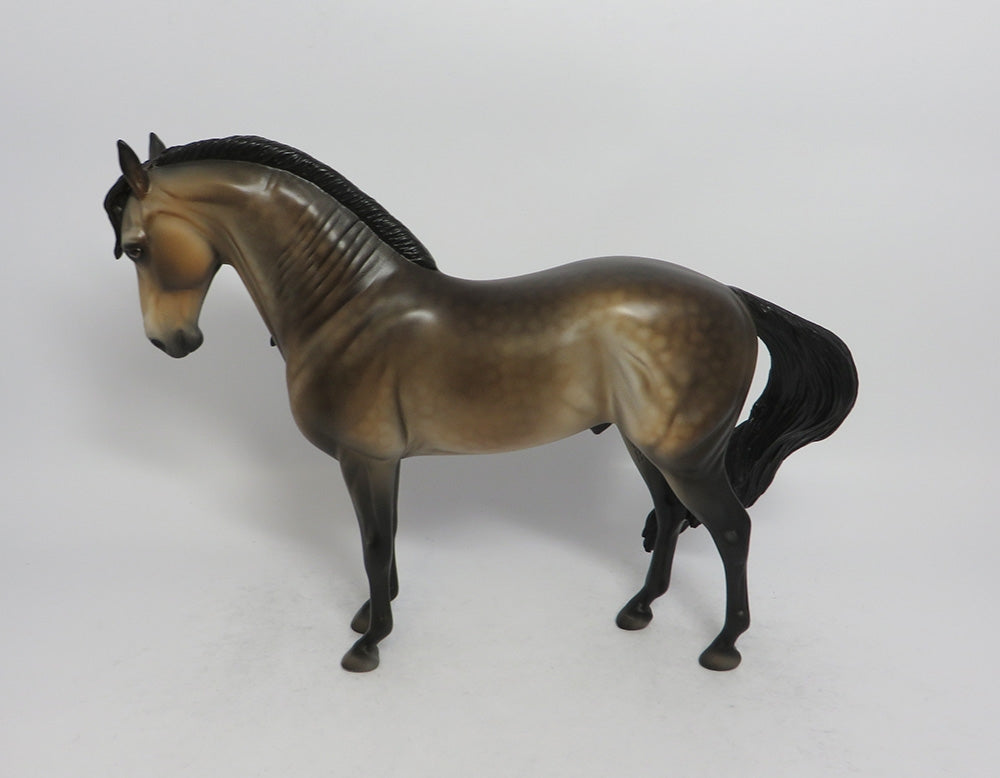 FIXIN&#39; TO - OOAK DAPPLE SOOTY BUCKSKIN ANDALUSIAN MODEL HORSE SHCF2018