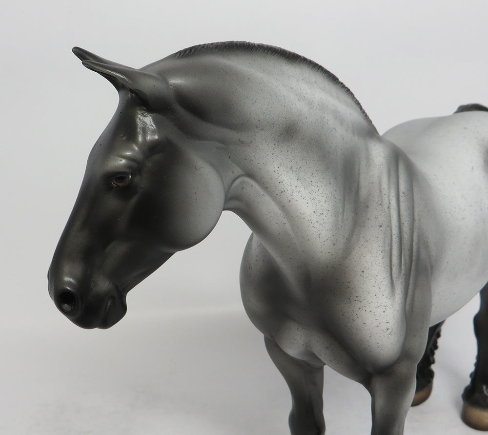 TOO BIG FOR YOUR BRITCHES - OOAK BLUE ROAN BUNNY HEAVY DRAFT MODEL HORSE SHCF2018