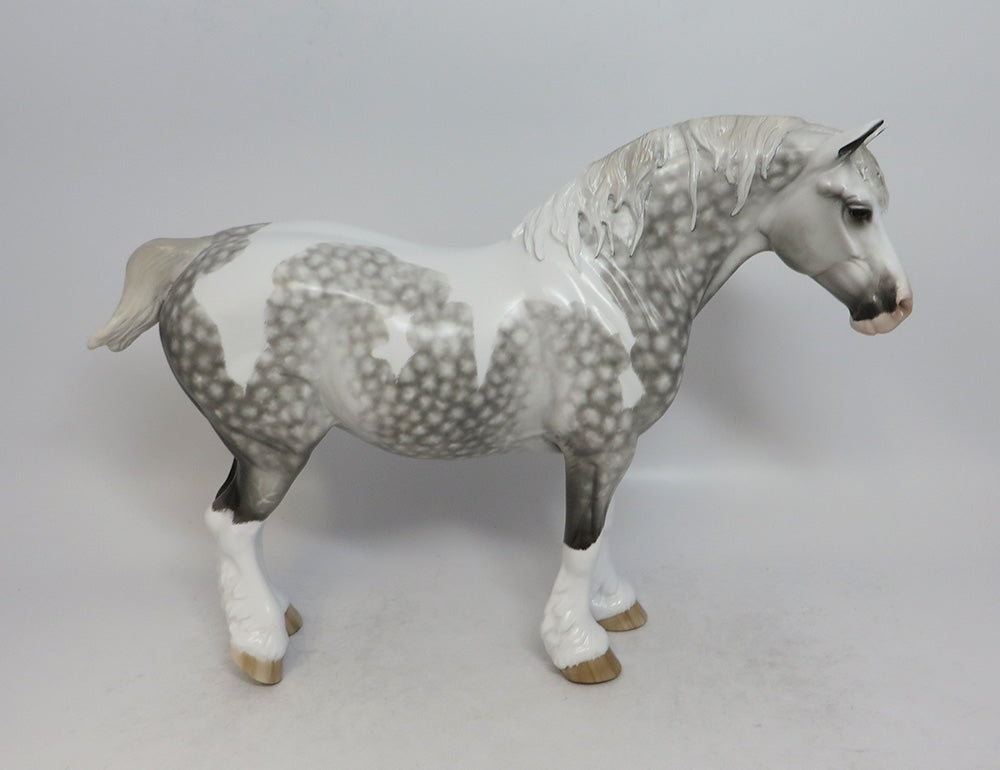 AUNT ELLER - OOAK STAR DAPPLE GREY PINTO BUNNY HEAVY DRAFT MODEL HORSE BY SHERYL LEISURE SHCF2018