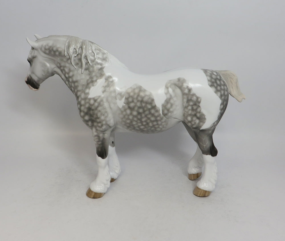 AUNT ELLER - OOAK STAR DAPPLE GREY PINTO BUNNY HEAVY DRAFT MODEL HORSE BY SHERYL LEISURE SHCF2018