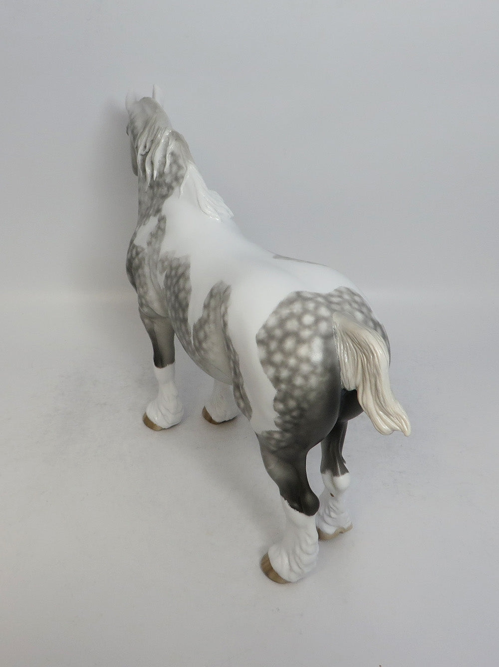 AUNT ELLER - OOAK STAR DAPPLE GREY PINTO BUNNY HEAVY DRAFT MODEL HORSE BY SHERYL LEISURE SHCF2018