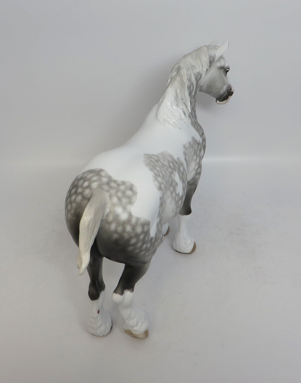 AUNT ELLER - OOAK STAR DAPPLE GREY PINTO BUNNY HEAVY DRAFT MODEL HORSE BY SHERYL LEISURE SHCF2018