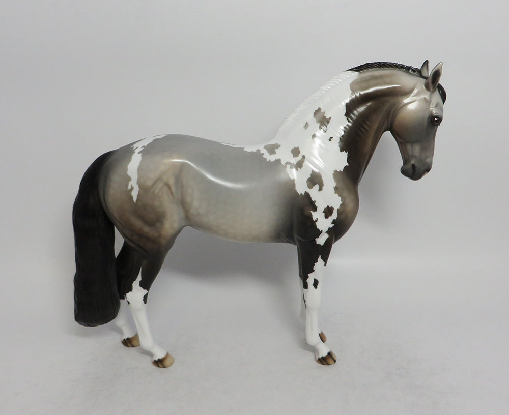 TWENTY-OOAK DAPPLE GREY PINTO ANDALUSIAN MODEL HORSE BY DAWN QUICK 5/11/18
