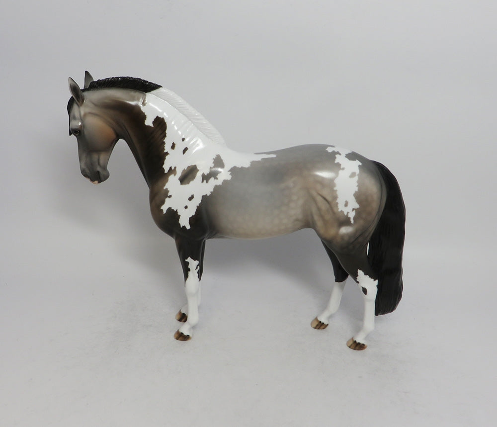 TWENTY-OOAK DAPPLE GREY PINTO ANDALUSIAN MODEL HORSE BY DAWN QUICK 5/11/18