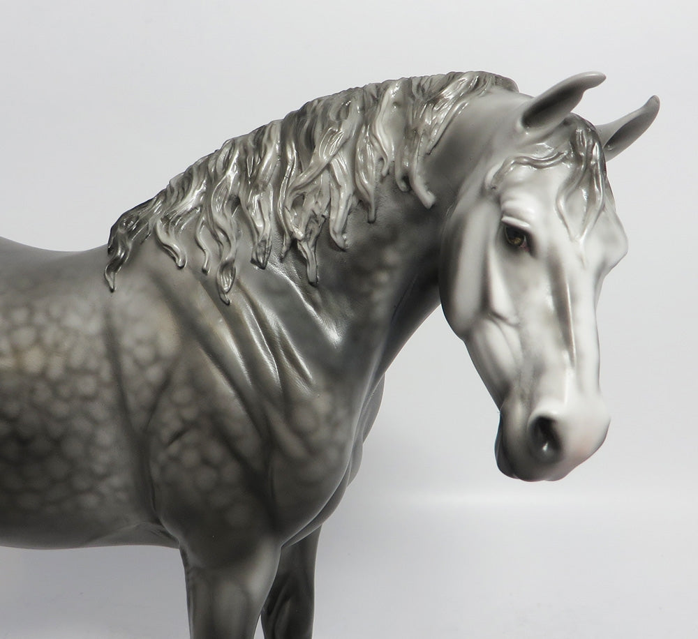 ANNIE OAKLEY - OOAK DARK DAPPLE GREY BUNNY HEAVY DRAFT MODEL HORSE SHCF2018