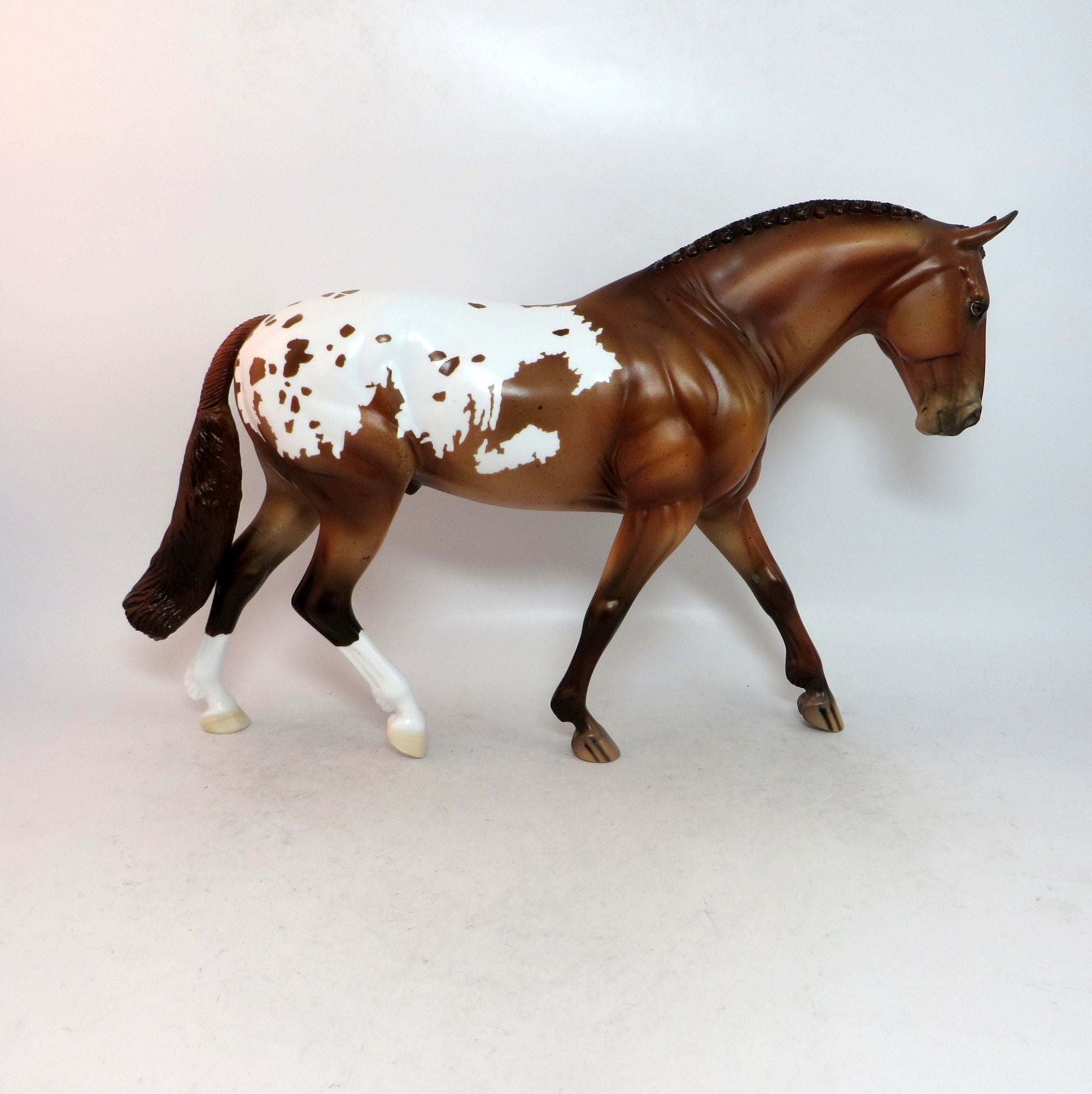 LONGEST YARD-LE-7 CHESTNUT APPALOOSA IRISH DRAFT MODEL HORSE SB 2019