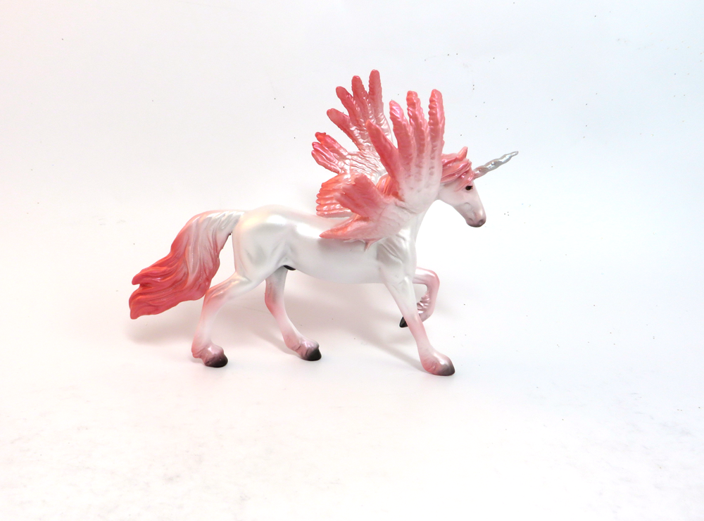 BLAST OF LOVE--OOAK-PEGACHIP VALENTINE DECORATOR PEARL WITH PINK AND SILVER HORN--SB 19