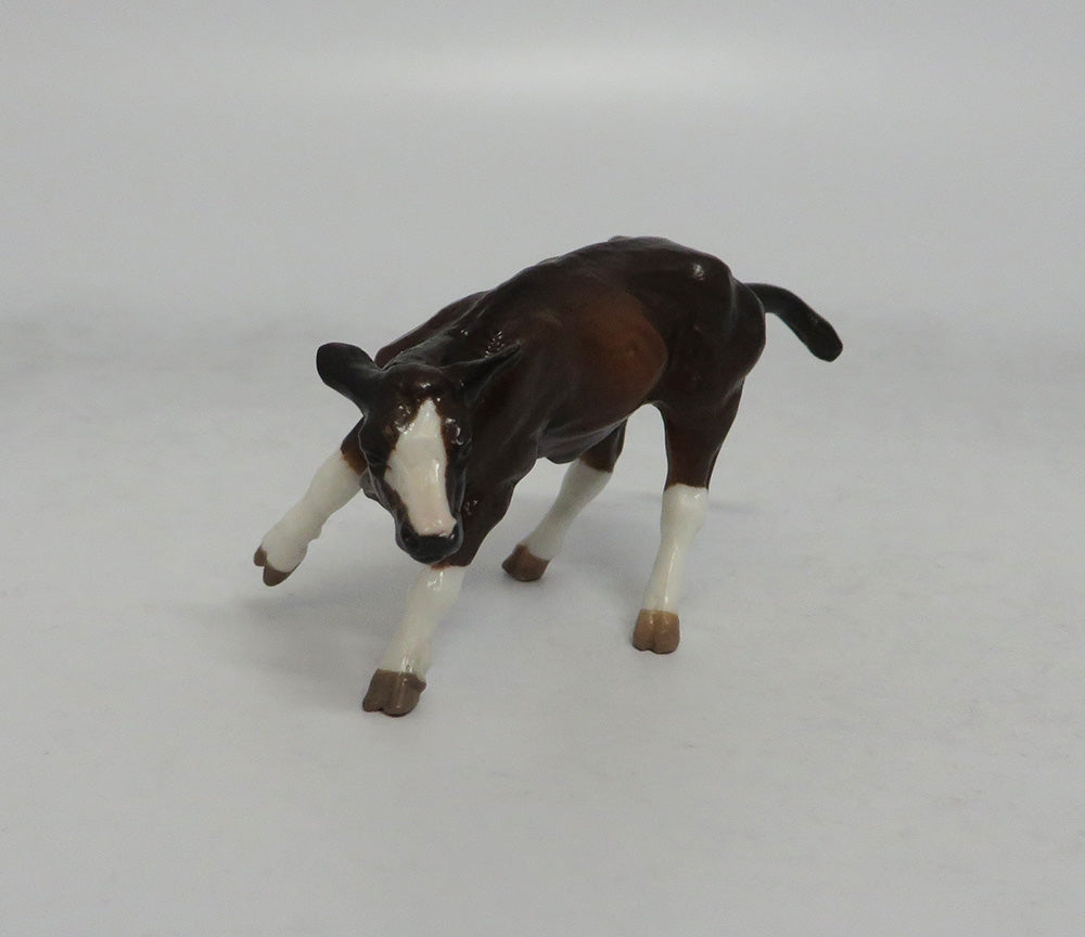 DIANA &amp; TREVOR - OOAK BAY PINTO CUTTER AND BROWN CALF CHIP MODEL HORSE 5/18/18