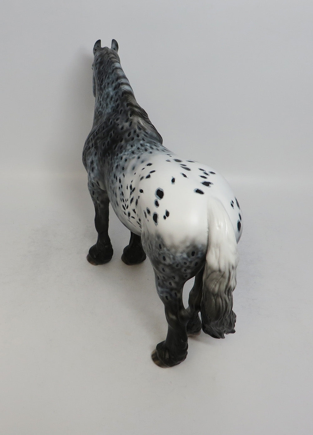 TWO BITS - OOAK BLACK APPALOOSA HEAVY DRAFT BUNNY MODEL HORSE BY DAWN QUICK 5/18