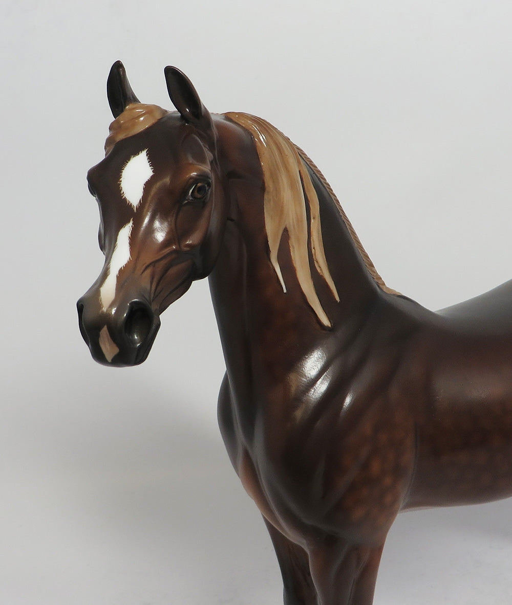 JAFFA-OOAK DAPPLE CHESTNUT ARABIAN MODEL HORSE BY SL 5/18/18