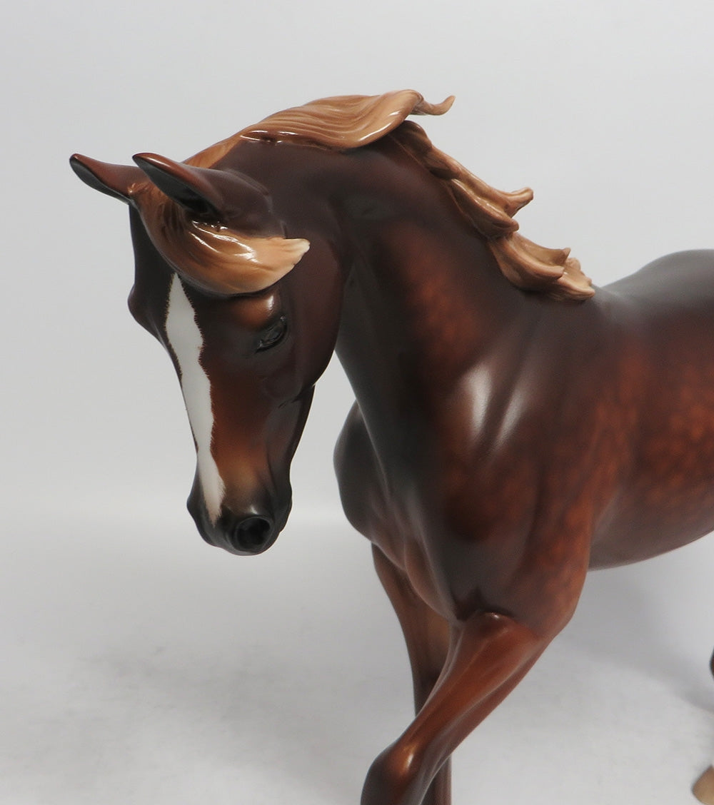 BUTTER BRICKLE-OOAK DAPPLE CHESTNUT THOROUGHBRED MODEL HORSE BY SHERYL LEISURE 6/1/18