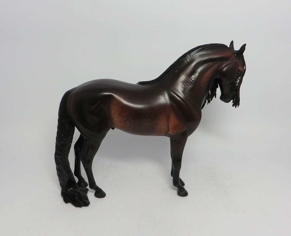 RUM RAISIN-OOAK-DAPPLE BAY ANDALUSIAN MODEL HORSE BY SHERYL LEISURE 5/25/18