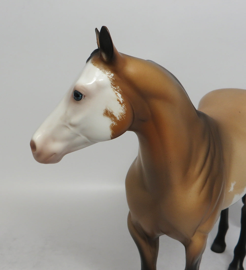 SEASON&#39;S OF WITHER-OOAK ETCHED BUCKSKIN PINTO ISH MODEL HORSE 6/1/18