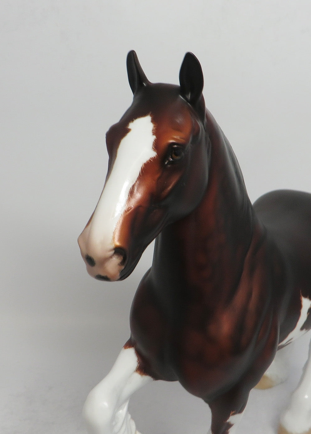 BACKDRAFT-OOAK DAPPLE BAY ETCHED PINTO TROTTING DRAFTER MODEL HORSE 6/1/18