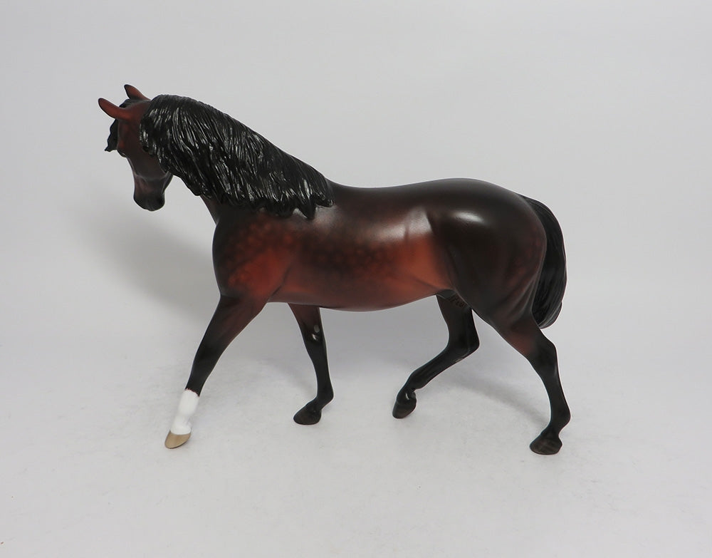 BLACK CHERRY COBBLER-OOAK STAR DAPPLE BAY PONY MODEL HORSE BY SHERYL LEISURE 6/6/18