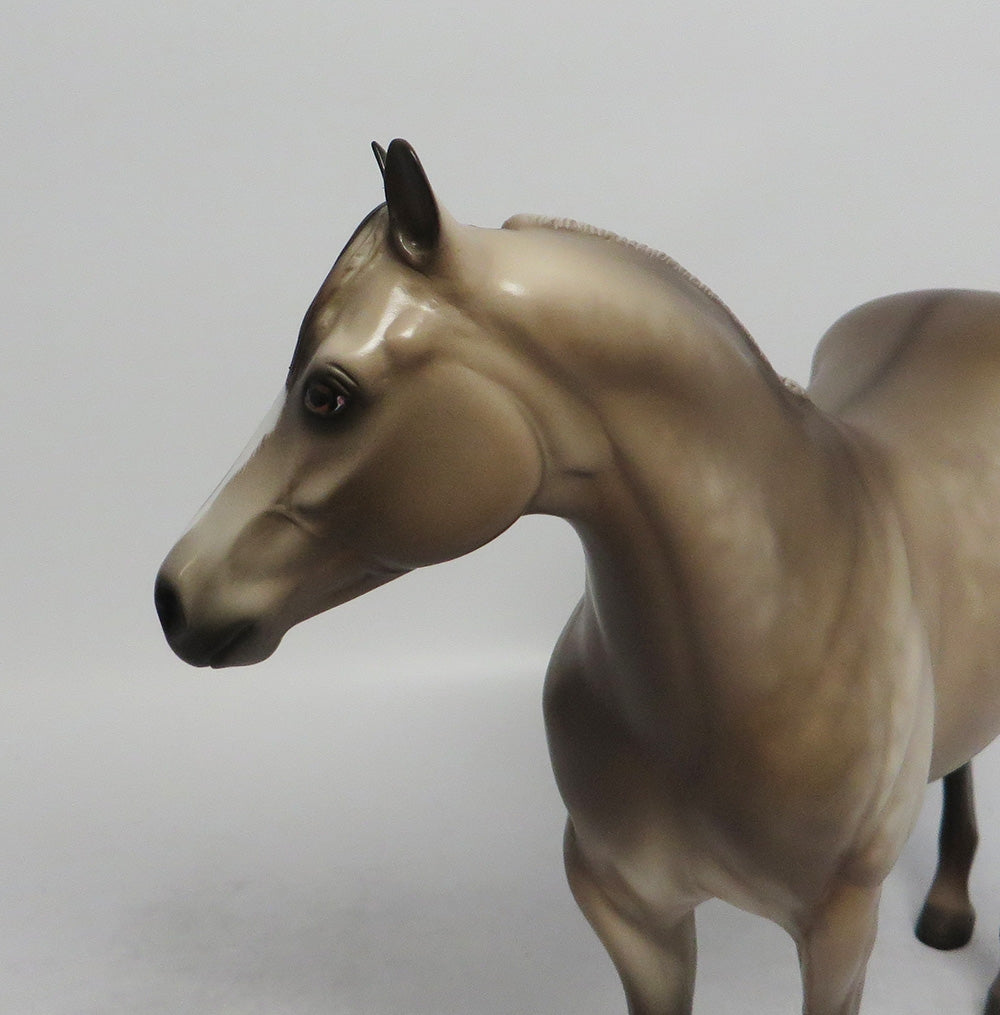 COCONUT CREAM-OOAK BUCKSKIN DUN DAPPLE ISH MODEL HORSE BY SHERYL LEISURE 6/5/18